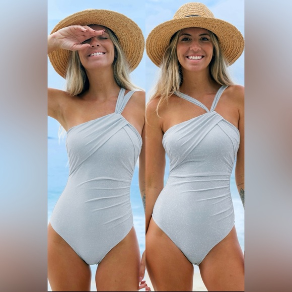 Women’s Cupshe Silver One Piece Swimsuit New with tags - Picture 1 of 7